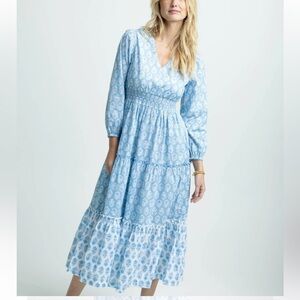 SOUTHERN TIDE Blue Blaire Garden Maxi Dress Cotton Women’s Size Medium NWT